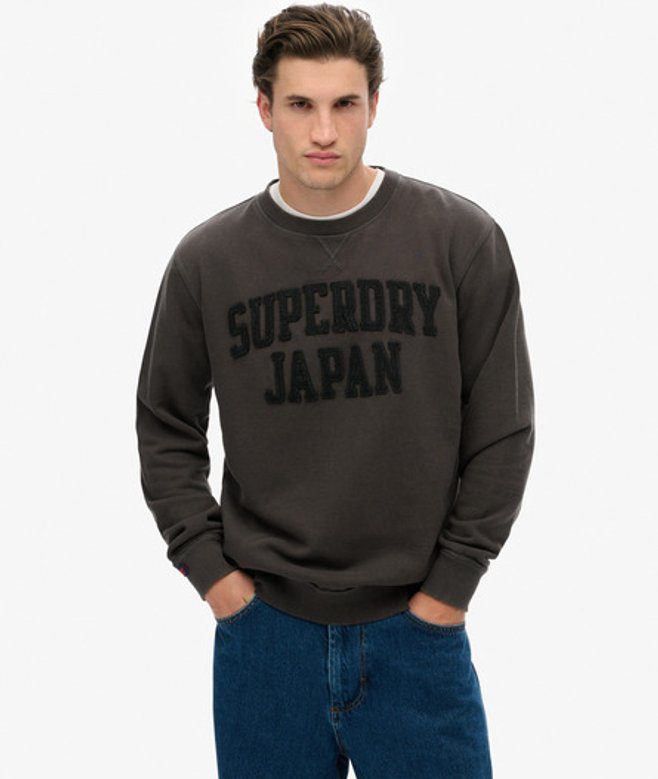 Superdry & Co Men’s Vintage Athletic Tonal Crew Sweatshirt Dark Grey Washed Black – Size: Superdry & Co Men’s Vintage Athletic Tonal Crew Sweatshirt Dark Grey Washed Black – Size: