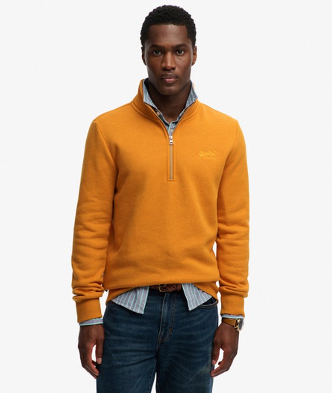 Superdry & Co Men’s Vintage Logo Embroidered Half Zip Sweatshirt Yellow Thrift Gold Marl – Size: Superdry & Co Men’s Vintage Logo Embroidered Half Zip Sweatshirt Yellow Thrift Gold Marl – Size: