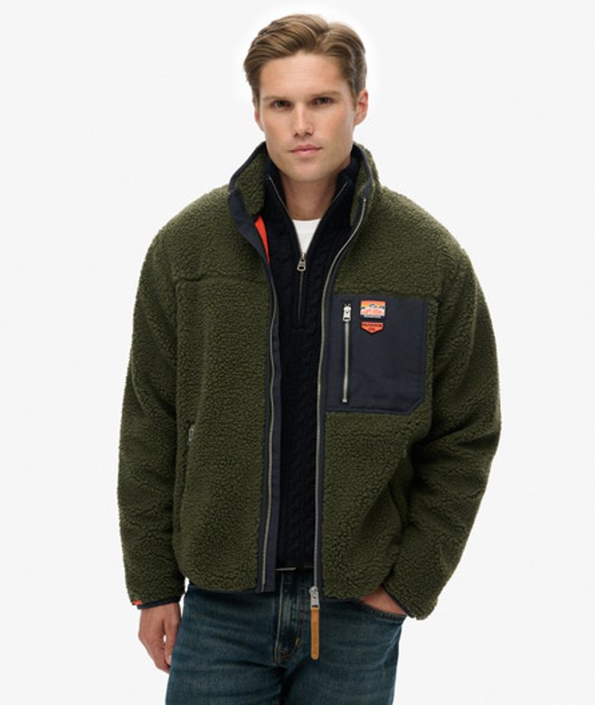 Superdry & Co Men’s Vintage Retro Borg Fleece Jacket Khaki Army Khaki Green – Size: Superdry & Co Men’s Vintage Retro Borg Fleece Jacket Khaki Army Khaki Green – Size: