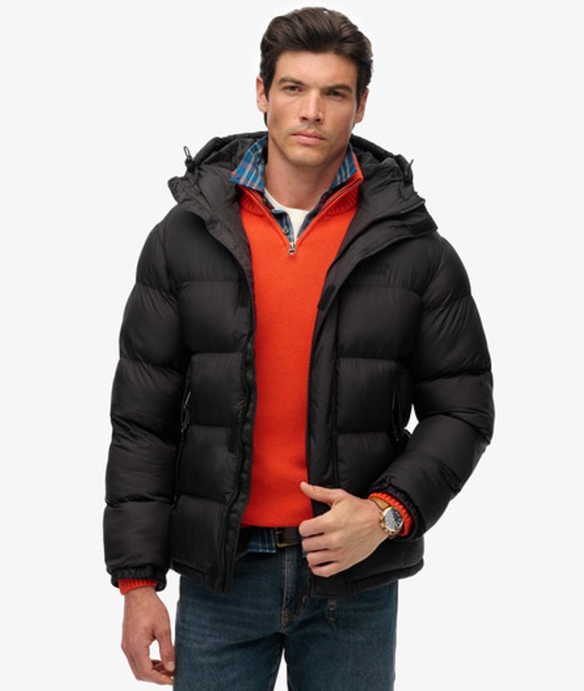 Superdry & Co Men’s Black Puffer Jacket With Hood – Size:
