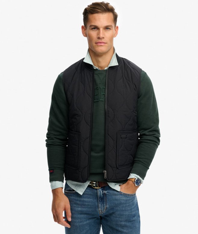 Superdry & Co Men’s Military Liner Vest Jacket Black Jet Black – Size: Superdry & Co Men’s Military Liner Vest Jacket Black Jet Black – Size: