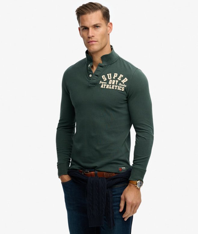 Superdry & Co Men’s Vintage Athletic Long Sleeve Polo Shirt Green Eagle Green – Size: Superdry & Co Men’s Vintage Athletic Long Sleeve Polo Shirt Green Eagle Green – Size: