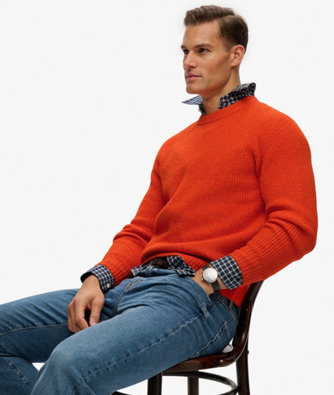 Superdry & Co Men’s Chunky Raglan Jumper Orange Bold Orange – Size: