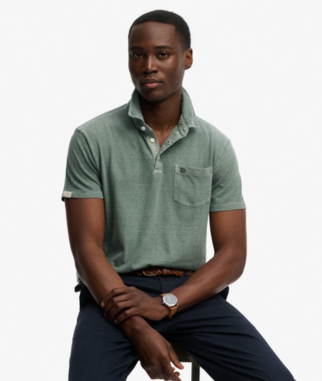 Superdry & Co Men’s Classic Cotton Linen Polo Shirt Green Olive Branch Green – Size: Superdry & Co Men’s Classic Cotton Linen Polo Shirt Green Olive Branch Green – Size: