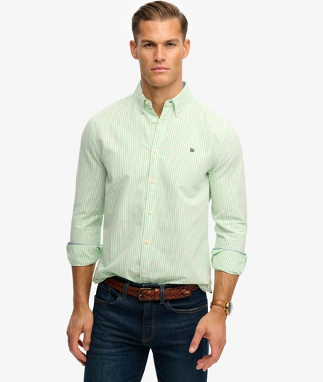 Superdry & Co Men’s Preppy Oxford Long Sleeve Shirt Green Mint Stripe – Size: Xxl Superdry & Co Men’s Preppy Oxford Long Sleeve Shirt Green Mint Stripe – Size: Xxl