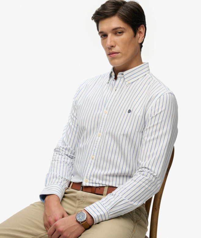 Superdry & Co Men’s Preppy Oxford Long Sleeve Shirt Blue Classic Blueoptic Stripe – Size: Xxxl Superdry & Co Men’s Preppy Oxford Long Sleeve Shirt Blue Classic Blueoptic Stripe – Size: Xxxl