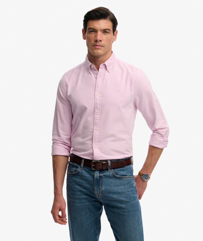 Superdry & Co Men’s Preppy Oxford Long Sleeve Shirt Pink Pink Chambray – Size: Superdry & Co Men’s Preppy Oxford Long Sleeve Shirt Pink Pink Chambray – Size: