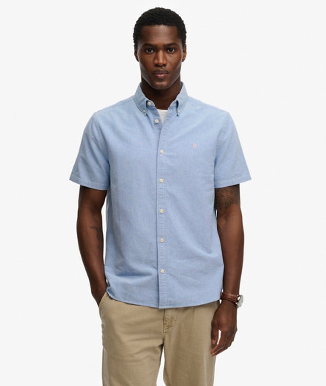 Superdry & Co Men’s Preppy Oxford Short Sleeve Shirt Light Blue Sky Blue Chambray – Size: Superdry & Co Men’s Preppy Oxford Short Sleeve Shirt Light Blue Sky Blue Chambray – Size: