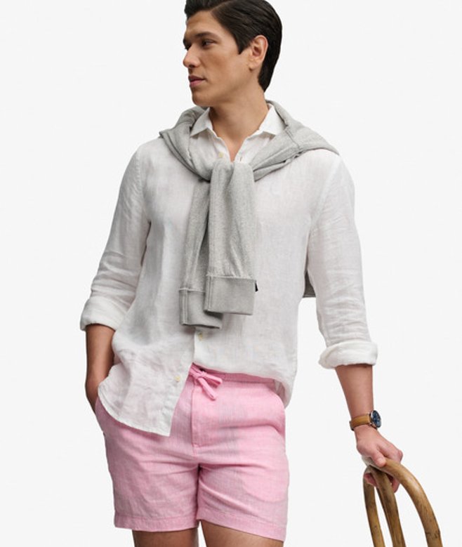 Superdry & Co Men’s The Merchant Store – Linen Shorts Pink Pink Chambray – Size: Superdry & Co Men’s The Merchant Store – Linen Shorts Pink Pink Chambray – Size: