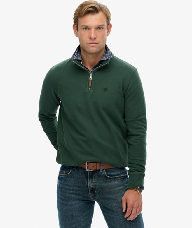Superdry & Co Men’s Preppy Half Zip Jumper Green Enamel Green – Size: Superdry & Co Men’s Preppy Half Zip Jumper Green Enamel Green – Size: