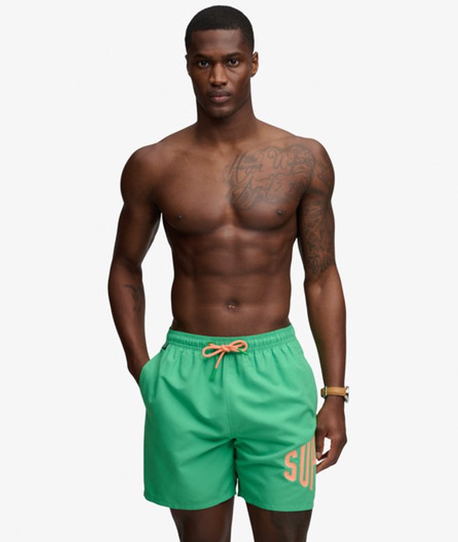 Superdry & Co Men’s Printed Logo -Inch Swim Shorts Green Kelly Green – Size: Superdry & Co Men’s Printed Logo -Inch Swim Shorts Green Kelly Green – Size: