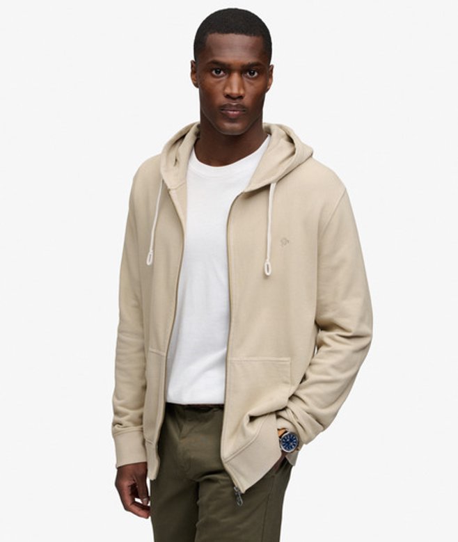 Superdry & Co Men’s Classic Essential Zip Hoodie Beige Light Beige – Size: Xxl Superdry & Co Men’s Classic Essential Zip Hoodie Beige Light Beige – Size: Xxl