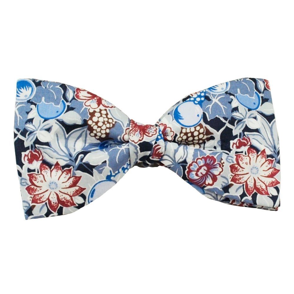 Van Buck Navy, Light Blue & Red Men's Bow Tie Made with Liberty Fabric