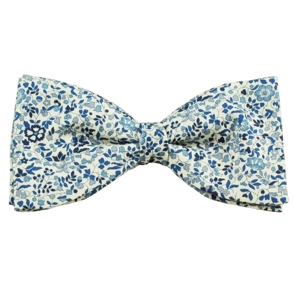 Van Buck White & Blue Floral Men's Bow Tie – Made with Liberty Fabric