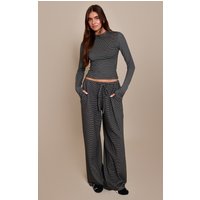 Black Striped Soft Fleece Straight Leg Joggers