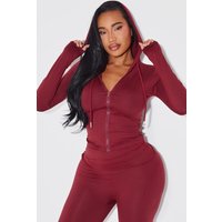 Shape Burgundy Sculpted Zip Through Hoodie Shape Burgundy Sculpted Zip Through Hoodie