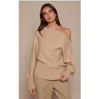 Beige Slouchy Oversized Rib Waist Jumper