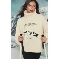 Cream Moritz Slogan Roll Neck Knitted Jumper Cream Moritz Slogan Roll Neck Knitted Jumper