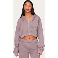 Tall Washed Brown Crop Boxy Zip Through Hoodie Tall Washed Brown Crop Boxy Zip Through Hoodie