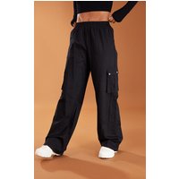 Black Wide Leg High Waisted Cargo Trousers
