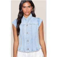 Light Blue Cap Sleeve C Denim Shirt Light Blue Cap Sleeve C Denim Shirt