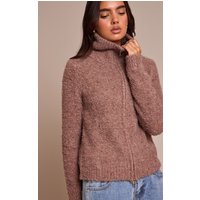 Mocha Zip Through Cardigan Sweater Mocha Zip Through Cardigan Sweater