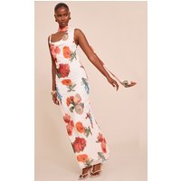 White Floral Print Chiffon Scarf Maxi Dress White Floral Print Chiffon Scarf Maxi Dress