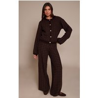 Chocolate Boucle Knitted Wide Leg Trousers Chocolate Boucle Knitted Wide Leg Trousers