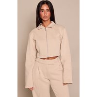 Petite Stone Cropped Zip Through Collared Sweatshirt