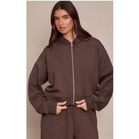 Chocolate Interlock Cropped Zip Up Hoodie Chocolate Interlock Cropped Zip Up Hoodie