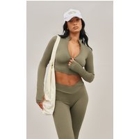 Olive Seamless Seam Detail Cropped Sports Jacket Olive Seamless Seam Detail Cropped Sports Jacket