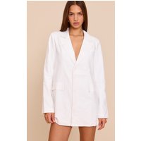 White Linen Blend Blazer Dress White Linen Blend Blazer Dress