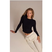 Black Soft Rib Fitted Long Sleeve Top Black Soft Rib Fitted Long Sleeve Top