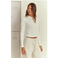 White Melange Soft Cotton Long Sleeve Top White Melange Soft Cotton Long Sleeve Top