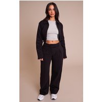 Petite Black Tailored Seam Detail Wide Leg Joggers Petite Black Tailored Seam Detail Wide Leg Joggers