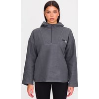 PrettyLittleThing Charcoal Half Zip Hooded Fleece PrettyLittleThing Charcoal Half Zip Hooded Fleece