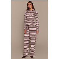 Brown Stripe Soft Touch Wide Leg Joggers Brown Stripe Soft Touch Wide Leg Joggers