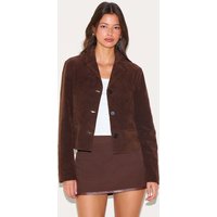 Brown Faux Suede Cropped Blazer Brown Faux Suede Cropped Blazer