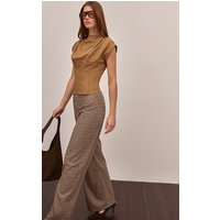 Brown Herringbone Wide Leg Trousers Brown Herringbone Wide Leg Trousers