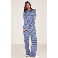 Navy Soft Fleece Pinstripe Straight Leg Trouser