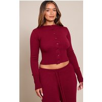 Shape Wine Knitted Button Front Wide Rib Cardigan Sweater