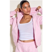Pink Crop Zip Sweat Hoodie