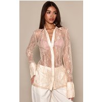 Nude Delicate Lace Fitted Shirt