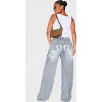Shape Vintage Light Wash Low Rise Washed Jadore Print Wide Leg Denim Jeans Shape Vintage Light Wash Low Rise Washed Jadore Print Wide Leg Denim Jeans