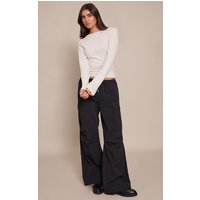 Grey Marl Soft Cotton Ruched Side Long Sleeve Top Grey Marl Soft Cotton Ruched Side Long Sleeve Top
