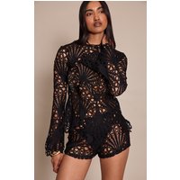 Black Floral Lace Long Sleeve Shirt