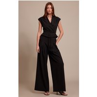 Black Tailored Woven Tie Waist Wide Leg Jumpsuit Black Tailored Woven Tie Waist Wide Leg Jumpsuit