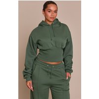 Shape Green Sweat Cropped Shirred Waist Hoodie Shape Green Sweat Cropped Shirred Waist Hoodie