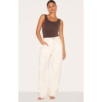 Petite Ecru Boyfriend High Waist Jeans