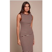 Chocolate Stripe Contrast Binding Vest Top